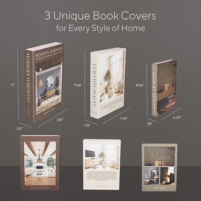 Modern Decorative Books For Home Decor - Set of 3 Faux/Fake Books For Decoration for Aesthetic Coffee Table Bookshelf Mantle Book Decor as Decorative Storage Boxes in Living Room Entryway Shelf Décor