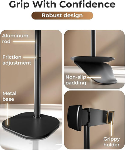 COOPER ChatStand, [Gift Family Pack], Adjustable Cell Phone Stand for Desk, Phone Stand for Recording, iPhone Holder, Small Tripod for iPhone, Fits Samsung, Android Smartphones, (Night Black, 2-Pack)