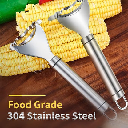 Stainless Steel Corn Peeler & Planer - 4 Pcs Set, Ergonomic Handle, Corn Kernel Remover, Magic Corn Stripper Tool