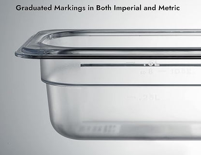CURTA 6 Pack NSF Food Pans, Half Size 2 1/2 Inch Deep, Commercial Polycarbonate Plastic Clear Freezer-Safe