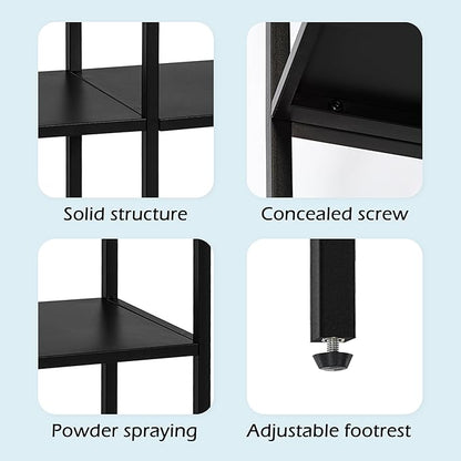 HDANI 31.5 Inch Metal Console Table with 3 Tier Strage Shelves,Narrow Entryway Table,Modern Sofa Tables for Entryway, Living Room,Bedroom,Black