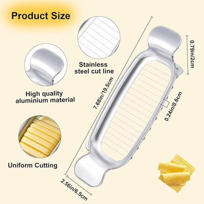 Butter Slicer Cutter & Cheese Cutter–Multi-Use Kitchen Tool for Evenly Slicing Butter Blocks, Cheeses, Eggs & Soft Fruits–Non-Stick，Compact & Portable for Home, BBQ, Camping（1 PACK)