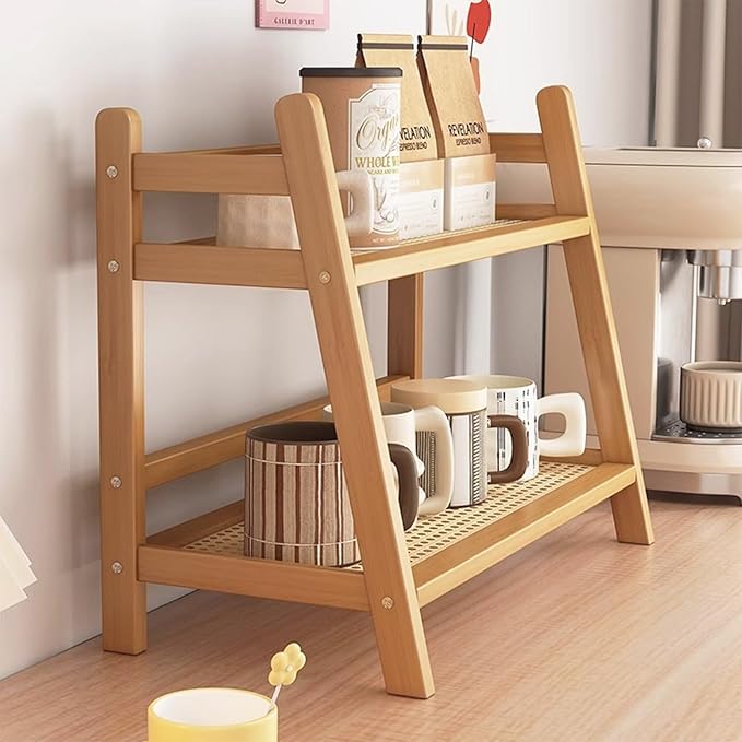 Coffee Station Organizer, Mug Holder Countertop, Kitchen Counter Shelf for Tea Coffee Bar Accessories, Matcha Stand, Cup Display, Condiment Storage Rack (patent pending)