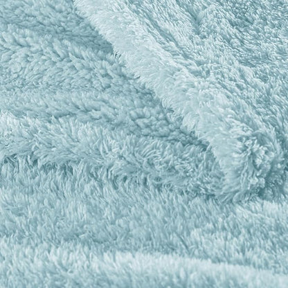 Exclusivo Mezcla Fleece Stone Blue Throw Blanket for Couch Sofa, Ultra Soft, Lightweight and Fluffy Blankets for Women, All Season, 50x60 Inches