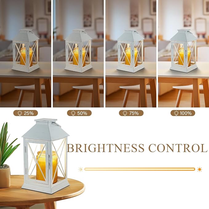 Candle Warmer Lamp with Timer,Cande Warmer Lantern for Jar Candle,Dimmable Candle Lamp Warmer Farmhouse Heat Lamp with 2 Bulbs,Auto Shut Off & Adjustable Brightness-White
