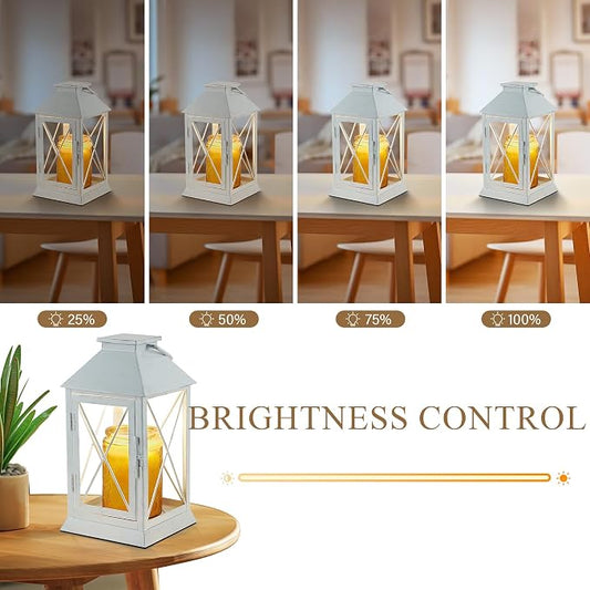 Candle Warmer Lamp with Timer,Cande Warmer Lantern for Jar Candle,Dimmable Candle Lamp Warmer Farmhouse Heat Lamp with 2 Bulbs,Auto Shut Off & Adjustable Brightness-White