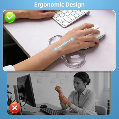 Mouse Wrist Rest Pad, Gel Mouse Wrist Rest, Comfortable Cool Silicone Gel Ergonomic Cushion,Non-Slip Base Wrist Support Cushion for Gaming, Computers, Laptops, Office Transparent