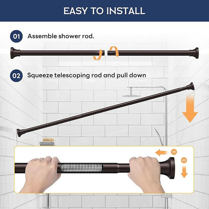 Adjustable Shower Curtain Rod 31-104 Inch, Never Rust Stainless Steel Brown Tension Rod, 1" Heavy Duty No-Drill for Bathroom, Kitchen & Closet