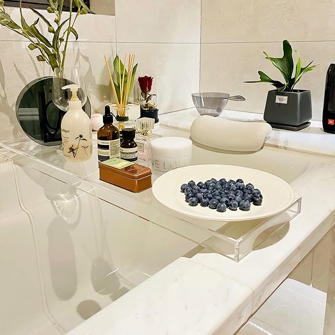 Clear Acrylic Bathtub Tray – Waterproof & Stylish Bath Caddy | Luxury Tub Tray for Relaxation (29.9" x 7.87" x 1.18")