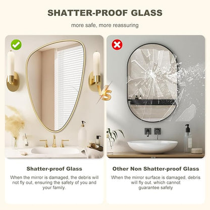 WallBeyond Asymmetrical Mirror, Irregular Wall Mirror, Wall Mirrors Decorative for Bedroom Living Room entryway Hall, Wall Mirror for mid Century Modern Decor 31" H x 20" W, Gold