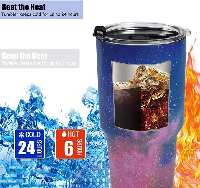SYACOT 30oz Tumbler Double Wall Stainless Steel Vacuum Insulated Travel Mug with Splash-Proof Lid Metal Straw and Brush (Sky)