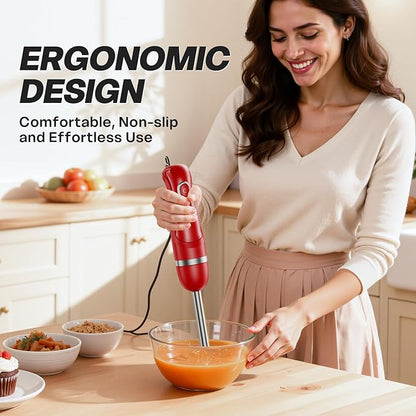Turelar Immersion Blender Handheld, Corded Electric Blenders Portable Stick Mixer with 2 Mixing Speed and Stainless Steel Blades Emulsifier for Effortless Blending Soup, Smoothies, Puree or Baby Food