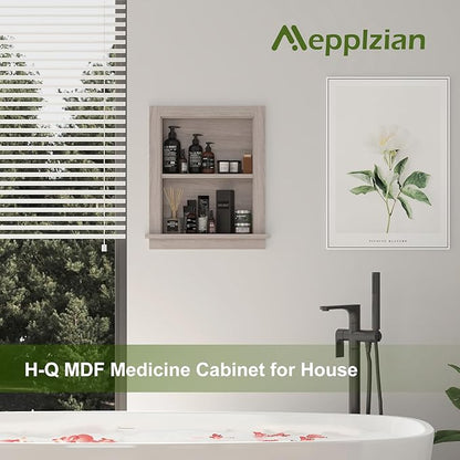 Recessed Medicine Cabinet,Fully Assembled Recessed Wall Niche,Waterproof in Wall Medicine Cabinet for Bathroom,Replacement Medicine Cabinet Shelves for Living Room,Washed Oak Shower Niche