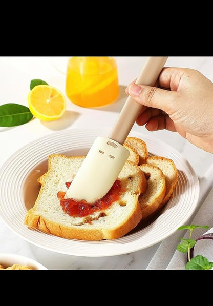 Silicone Baking Brush and Spatula Set, 2-Piece Heat Resistant BPA Free Silicone Kitchen Utensils, Non-Stick, Dishwasher Safe, Cute Smiley Face Design for Baking & Cooking
