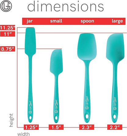 UpGood Silicone Spatula Set 600°F - High Heat Resistant Nonstick, Small and Large Kitchen Spatulas - Flexible BPA Free Professional Grade Cookware - Utensils for Cooking, Baking, Mixing(4 Pcs, Teal)
