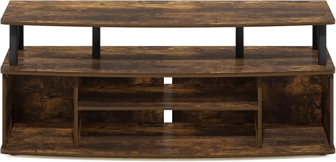 Furinno Jaya Large Entertainment Center Stand Unit/TV for up to 55 inch, Amber Pine/Black