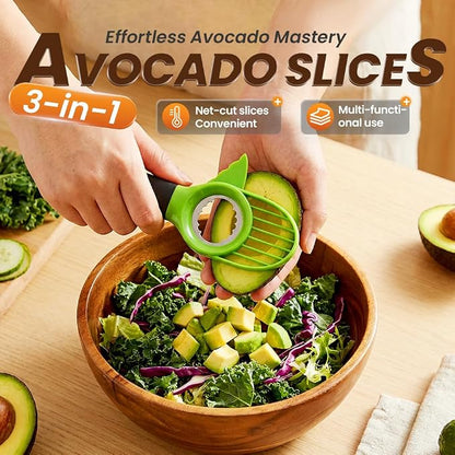 3 in1 Avocado Tool Split, Pit, and Slice, Avocado 3 Piece Set, Includes Avocado Slicer, Cutter and Airtight Storage Container,Kitchen Gadget (1 pcs)