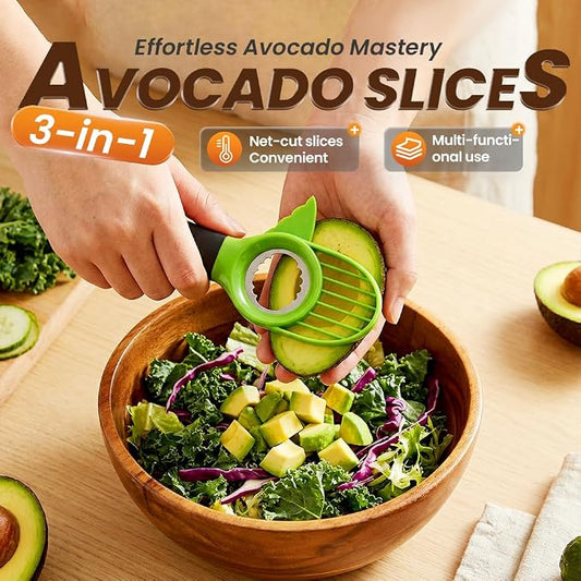 3 in1 Avocado Tool Split, Pit, and Slice, Avocado 3 Piece Set, Includes Avocado Slicer, Cutter and Airtight Storage Container,Kitchen Gadget (2 pcs)