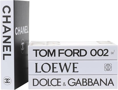 White Large | 4 PCS Faux Decorative Books for Home Decor | Not Real Books (Cardboard Boxes) | Coffee Table, Bookshelf & Shelf Styling Display Props for Living Room, Office