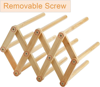 Yesland 2 Pack Wooden Bottle Drying Rack - Retractable Bamboo Dish Drying Rack Stand for Water Bottles, Baby Bottles, Sippy Cups, Reusable Bags, Plates, Cutting Boards - Kitchen Counter Organizer