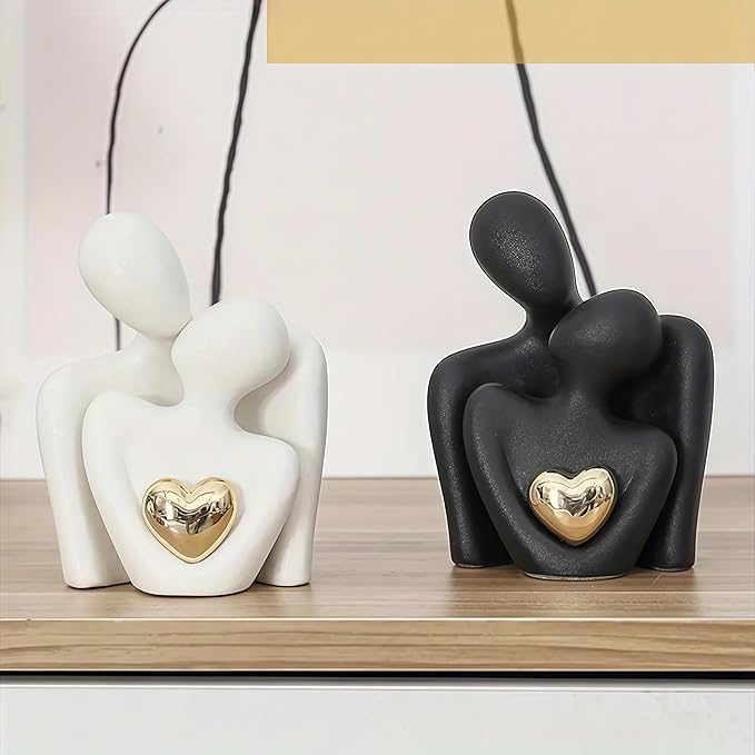 Home Decor for Couples, Mini Couple Ceramic Statue Tv Stand Decor, Bedroom Decor Love Statue Couple Knick Knacks Unique Decoration- Gifts for Her Romantic Gifts(White, 3.15in)