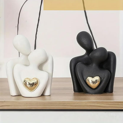 Home Decor for Couples, Mini Couple Ceramic Statue Tv Stand Decor, Bedroom Decor Love Statue Couple Knick Knacks Unique Decoration- Gifts for Her Romantic Gifts(White, 3.15in)