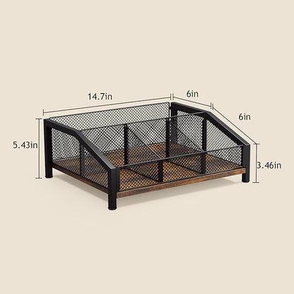 Homsorout Coffee Station Organizer - Coffee Bar Organizer with Removable Dividers for Pods Condiment Syrup Tea Stirrers, K Cup Holder for Kitchen, Office, Home, Countertop, Brown