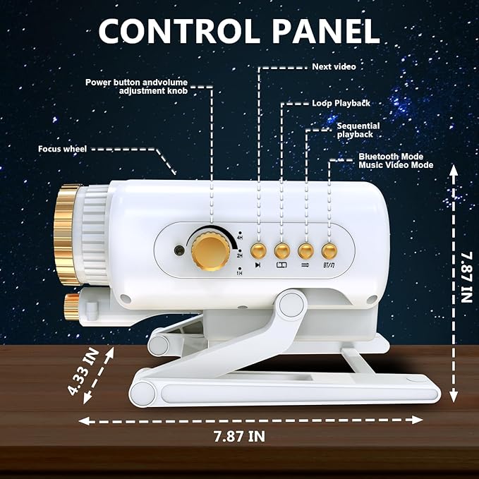 Planetarium 3D Galaxy Projector, Built-in 60 Scene Modes, with Bluetooth Speaker & Remote Control, Star Projector Light for Living Room Bedroom, forr Gifts for Kids, Adult（Robot Dog White）