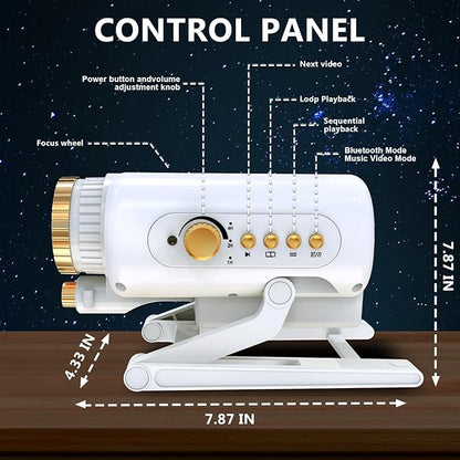 Planetarium 3D Galaxy Projector, Built-in 60 Scene Modes, with Bluetooth Speaker & Remote Control, Star Projector Light for Living Room Bedroom, forr Gifts for Kids, Adult（Robot Dog White）