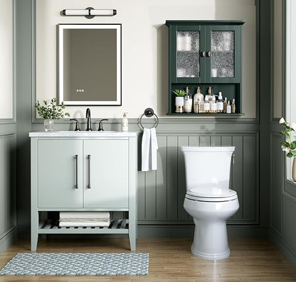 Medicine Cabinet Wall Mounted, Bathroom Storage Wall Cabinet with Tempered Glass Door Over Toilet Storage Cabinet Wall Mounted Organizer Above Toilet Storage Cabinet (Forest Green)