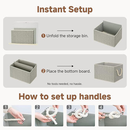 StorageWorks Storage Baskets for Shelves, Closet Organizers and Storage Bins, Fabric Organizer Bins for Clothes, Closet Shelf Organizer, Gray, Large, 3-Pack