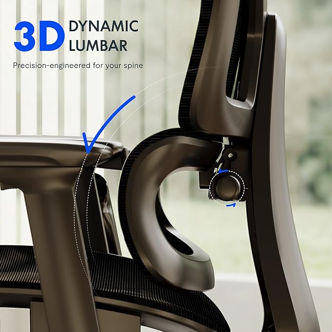 FLEXISPOT ErgoX Premium Ergonomic Office Chair with Footrest- Adjustable 3D Armrests, Dynamic Lumbar Support, Recline & Tilt Function, Mesh Seat, for Home & Office Use,Grey Foam