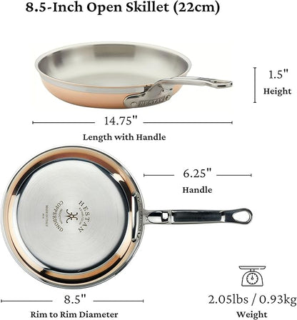 Hestan - CopperBond Collection - 100% Pure Copper Frying Pan, Induction Cooktop Compatible, 8.5-Inch