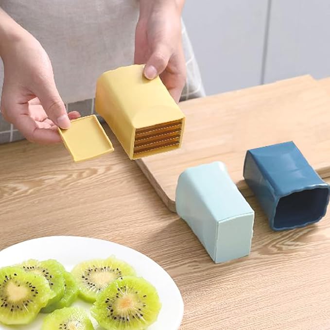 TULOBI 3 PCS Cup Slicer, Stainless Steel Egg Stainless, Strawberry Slicer, Mini Fruit Slicer Cup, Quickly Making Fruit Vegetable Salad, Creative Convenient Kitchen Gadget (Navy Blue + Pink + Cyan)