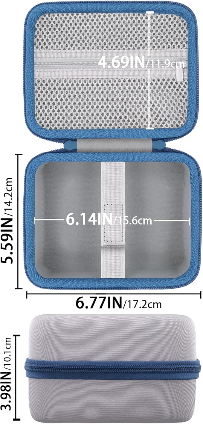 Label Printer Case Compatible with Brother PT-M95 P-Touch Monochrome Label Maker and Label Tapes(Gray Case,Blue Zipper)