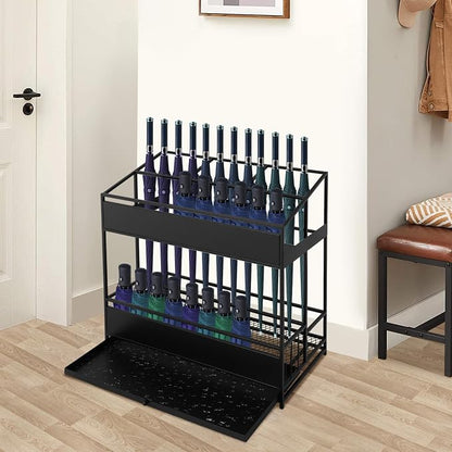 Umbrella Storage Rack, Commercial Umbrella Display Stand Rack Metal Umbrella Organizer, Umbrella Holder Stand Umbrella Storage Stand Umbrella Container for Entryway Home Office Patio (Black)