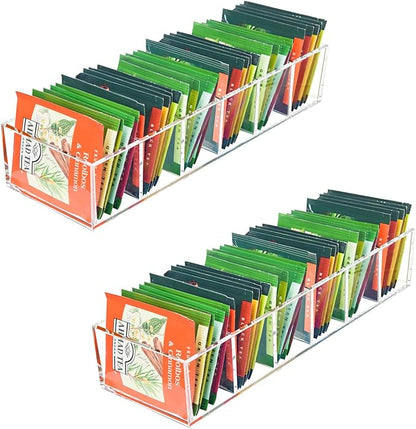 Tea Bag Organizer, Clear Tea Bag Holder with 6 Slot, Tea Packet Storage for Countertop, Drawer, Kitchen, Pantry, Cabinet, 2 Pack