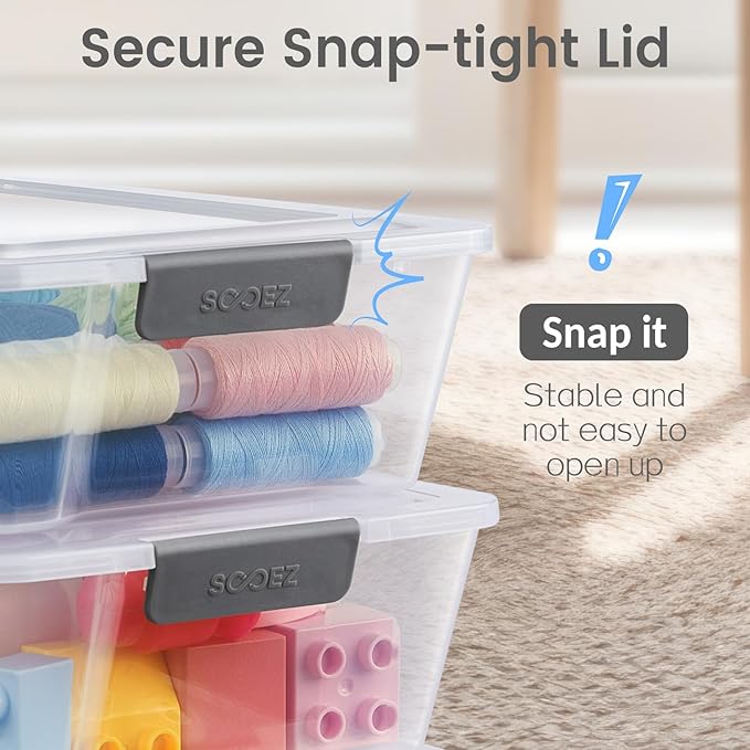 Sooez 6 Pack Pencil Boxes, New Extra Large Pencil Case, Stackable Crayon Pen Box, Clear Marker Organizer Craft Storage, Plastic Containers with Lids, Art Storage Box for School Supplies, Orange
