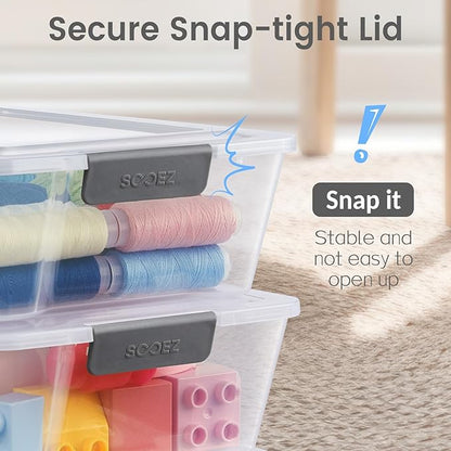 Sooez 6 Pack Pencil Boxes, New Extra Large Pencil Case, Stackable Crayon Pen Box, Clear Marker Organizer Craft Storage, Plastic Containers with Lids, Art Storage Box for School Supplies, Purple