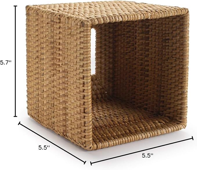 Rattan Tissue Box Cover Square, Hand Woven Wicker Tissue Holder, 5.5 x 5.5 X 5.7 inch, Natural