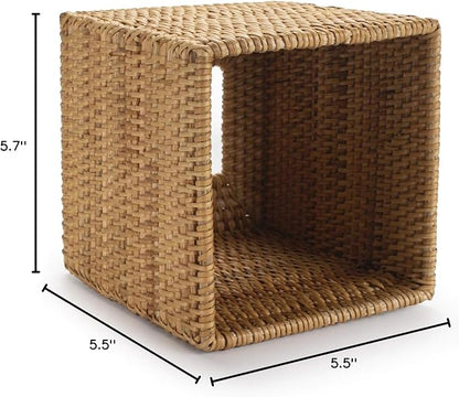 Rattan Tissue Box Cover Square, Hand Woven Wicker Tissue Holder, 5.5 x 5.5 X 5.7 inch, Natural