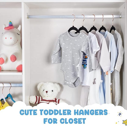 HOUSE DAY Velvet Baby Hangers for Closet, Kids Hangers Velvet 60 Pack, Non Slip Toddler Hanger 11.8 Inch, Durable Childrens Hanger for Newborn Baby Clothes- Black
