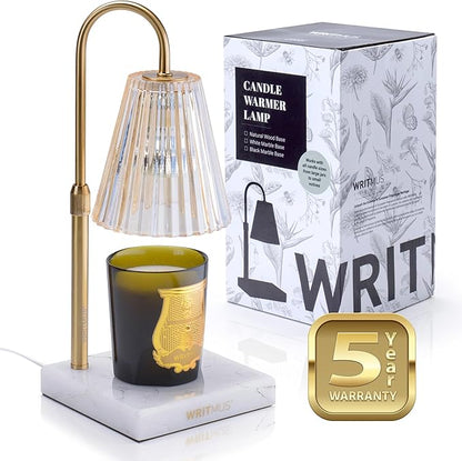 Candle Warmer Lamp with Dimmer & Timer- Wax Melt Warmer Fits All Candle Size - 2 Bulbs Included (White Marble)