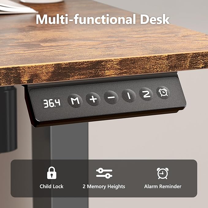 Electric Standing Desk Adjustable Height 40 x 24 Inch, Small Sit Stand Desk, Stand up Desk for Home Office, Computer Workstation (Spliced Desktop,Brown)