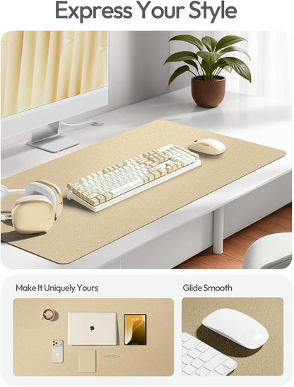 YSAGi Leather Desk Pad Protector, Office Desk Mat, Large Mouse Pad, Non-Slip PU Leather Desk Blotter, Laptop Desk Pad, Waterproof Desk Writing Pad for Office and Home (Gold,47.2" x 23.6")