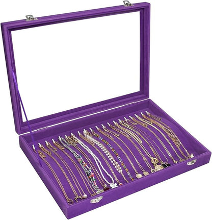 Vicoter Velvet Necklace Display Jewelry Tray 20 Hook Necklace Tray Necklace Pendant Jewelry Tray for Women and Girls