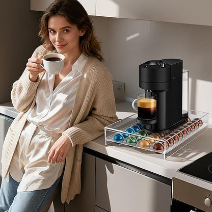 Jumyee Acrylic Coffee Pod Holder Storage Drawer, Clear 40 Pods Coffee Capsule Organizer for Countertop, Pod Holder for Coffee Pod and Espresso Machines