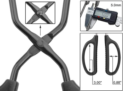 HINMAY 10" Stainless Steel Scissor Tongs with Comfort-Grip Handle (Black)