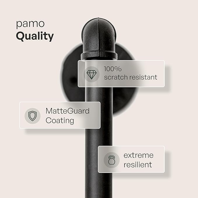 pamo Industrial Pipe Clothing Rack with Shelf – Wall Mounted Black Closet System in Powder-Coated Steel – 116.54" W × 87.4" H – Easy Setup – Ideal for Walk-In Closets & Retail Use