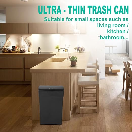 BestOffice 13 Gallon Trash Can Automatic Kitchen Trash Can Touch Free High-Capacity Garbage Can with Lid for Bedroom Bathroom Home Office 50 Liter (Black, 1) (3, Black)